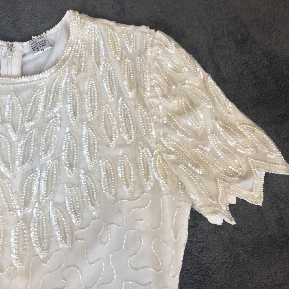 Vintage White Sequin Dress